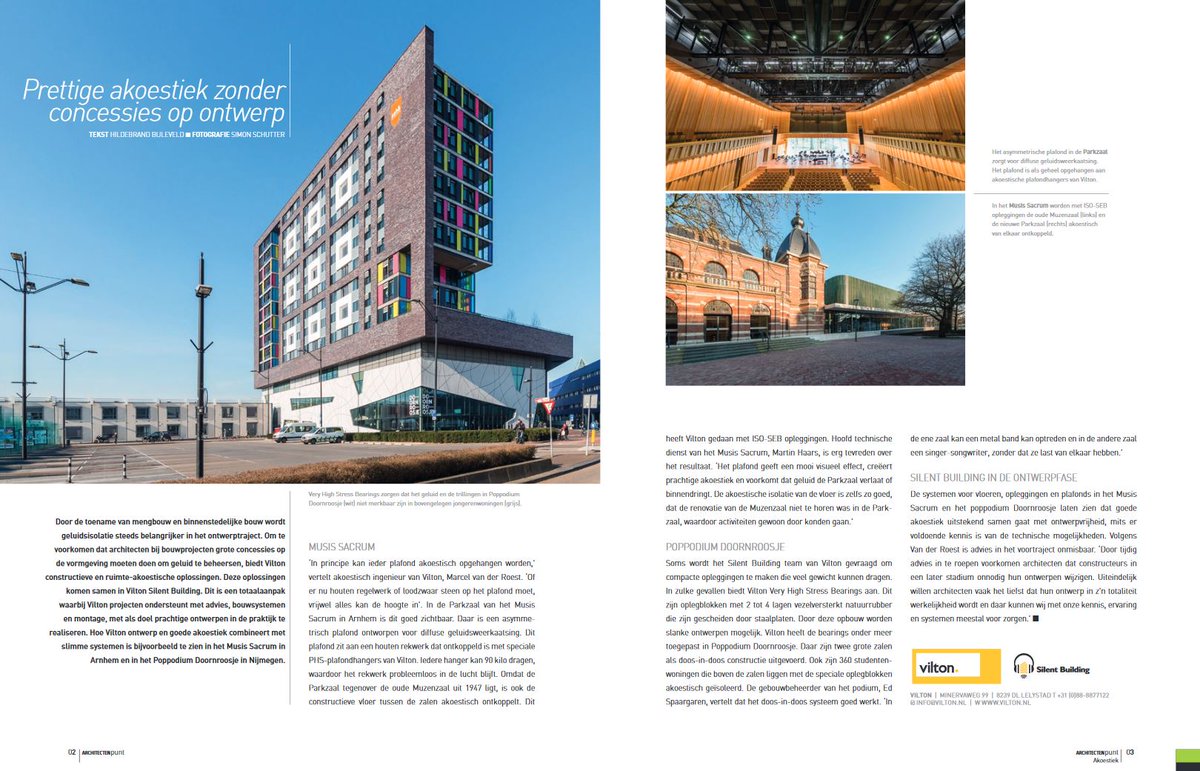 viltonbv's tweet photo. Akoestisch Ingenieur Marcel van der Roest in @architectenpunt : Prettige akoestiek zonder concessies op ontwerp https://t.co/UDvLMWiYqj #SilentBuilding #akoestiek #vilton https://t.co/APg3elsU5Y