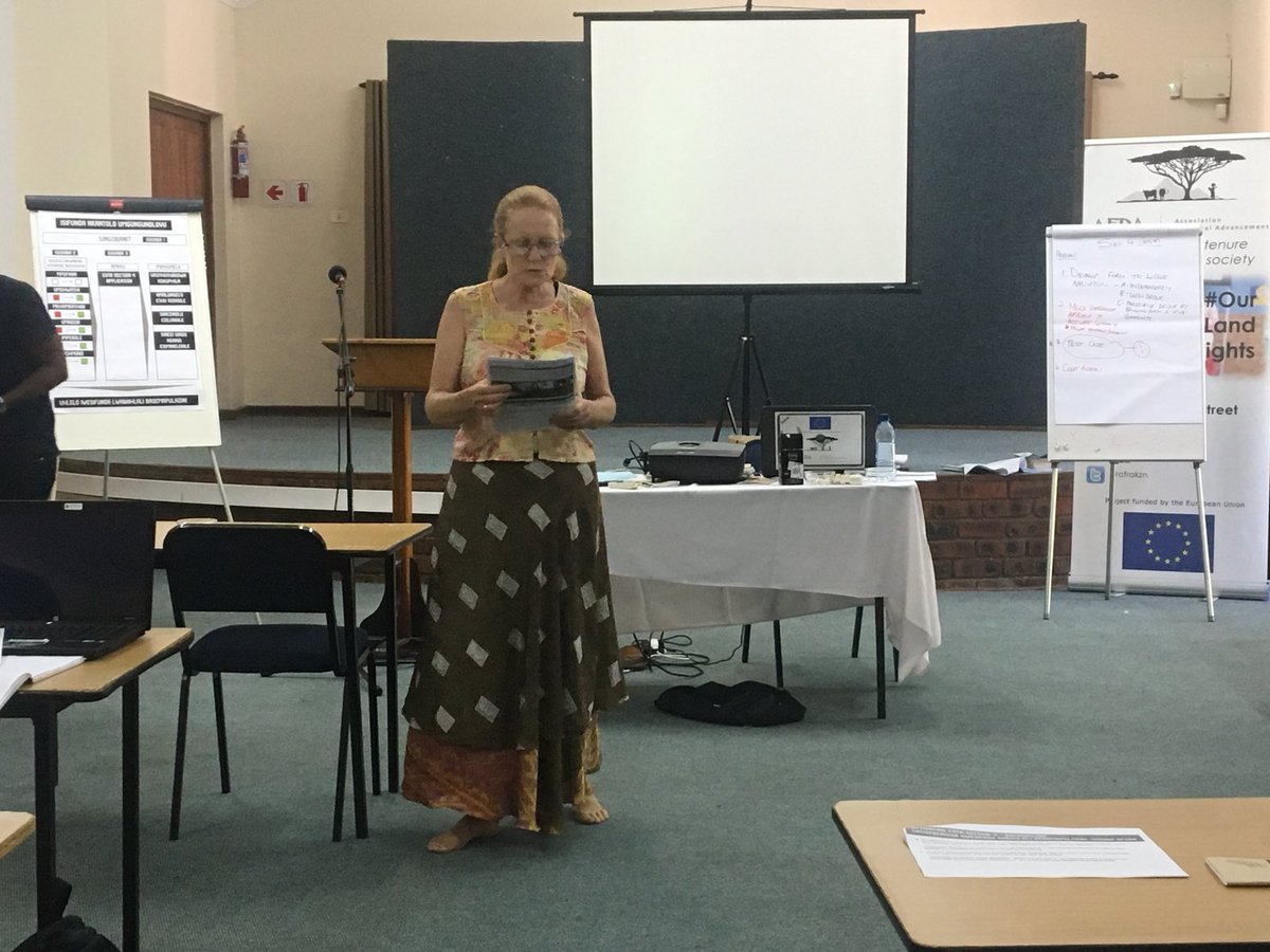 AFRAKZN's tweet image. #PathwaysProject Learning W/shop @DonnaHornby gives input on the 2nd strategy: Farm Dweller Land Record. These records are part of the survey outcome, they confirm farm dwellers current land &amp;amp; services practices. Next will be a discussion on what value&amp;amp;benefits do we see in them