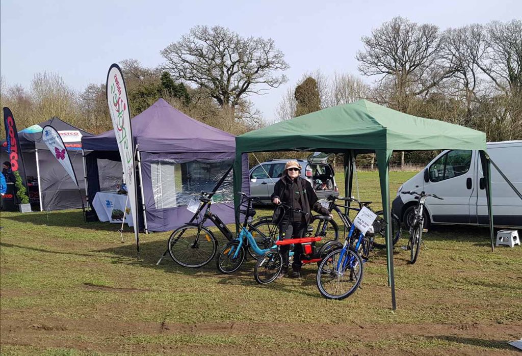 espokescycles's tweet image. All set up at the @AppleTreeEX #caravan and #motorhome show. The sun is shining so come and test ride our #electricbikes