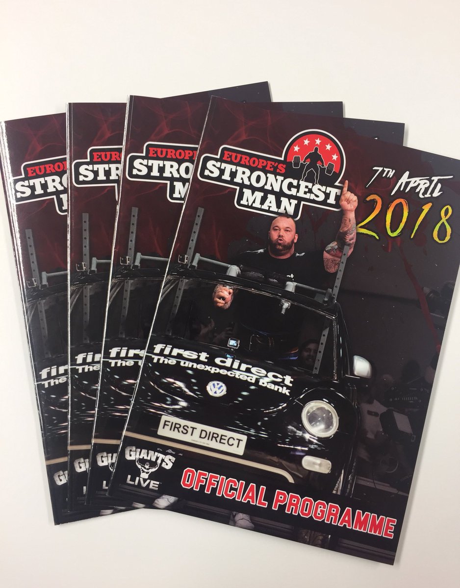 Europe’s Strongest Man programmes hot off the press and ready for the big event tomorrow! 🏋️‍♂️💪