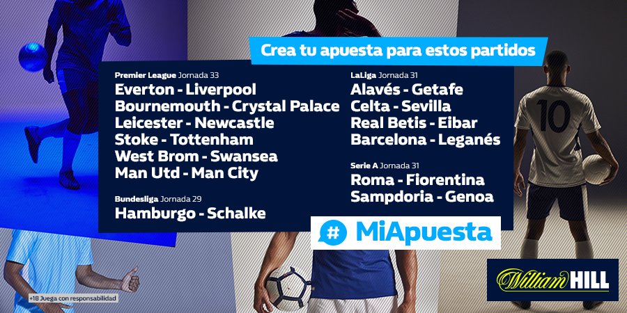 Este fin de semana cuenta con un menú muy sugerente😍 echa un ojo a la parrilla que tenemos para vosotros en #MiApuesta 

⚽ #FelizFinde!⚽

ads.williamhill.es/redirect.aspx?…