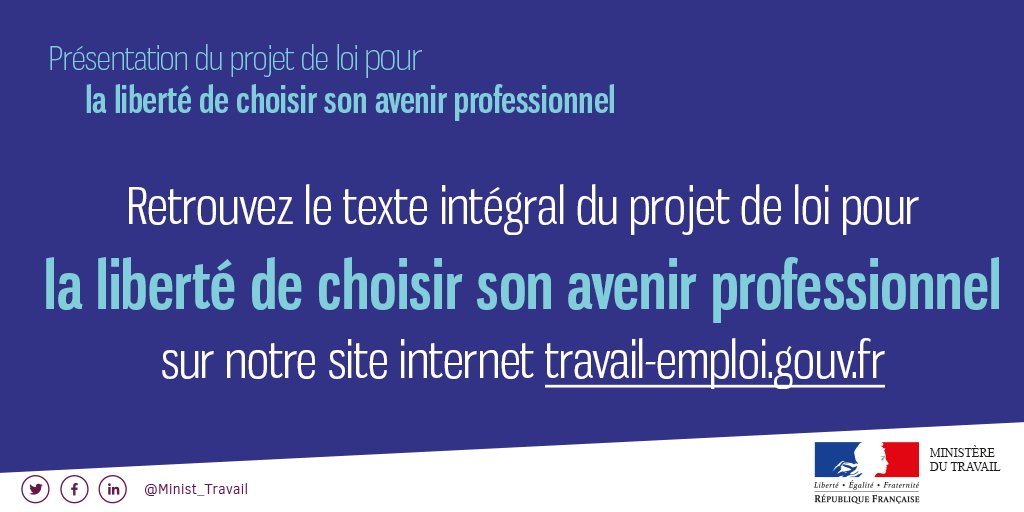 Travail_Gouv's tweet photo. [#AvenirPro] Présentation du projet de loi pour la liberté de choisir son avenir professionnel : 
⬇️télécharger le texte intégral du projet de loi
▶️regarder la vidéo de la conférence de presse en #replay 
RDV ici ➡️ https://t.co/nCGZLE3Ckt https://t.co/orSqEpG2n3