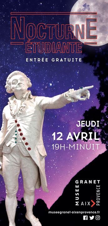 12 AVRIL 19h > Minuit
➡️ Nocturne étudiante au musée Granet !  SAVE THE DATE                                     Merci à toutes les associations étudiantes actrices de cette soirée en préparation ! @AssoCourantdart <a href="/ESAAix/">ESAAix</a> <a href="/impgt_mcp/">IMPGT-MCP</a>