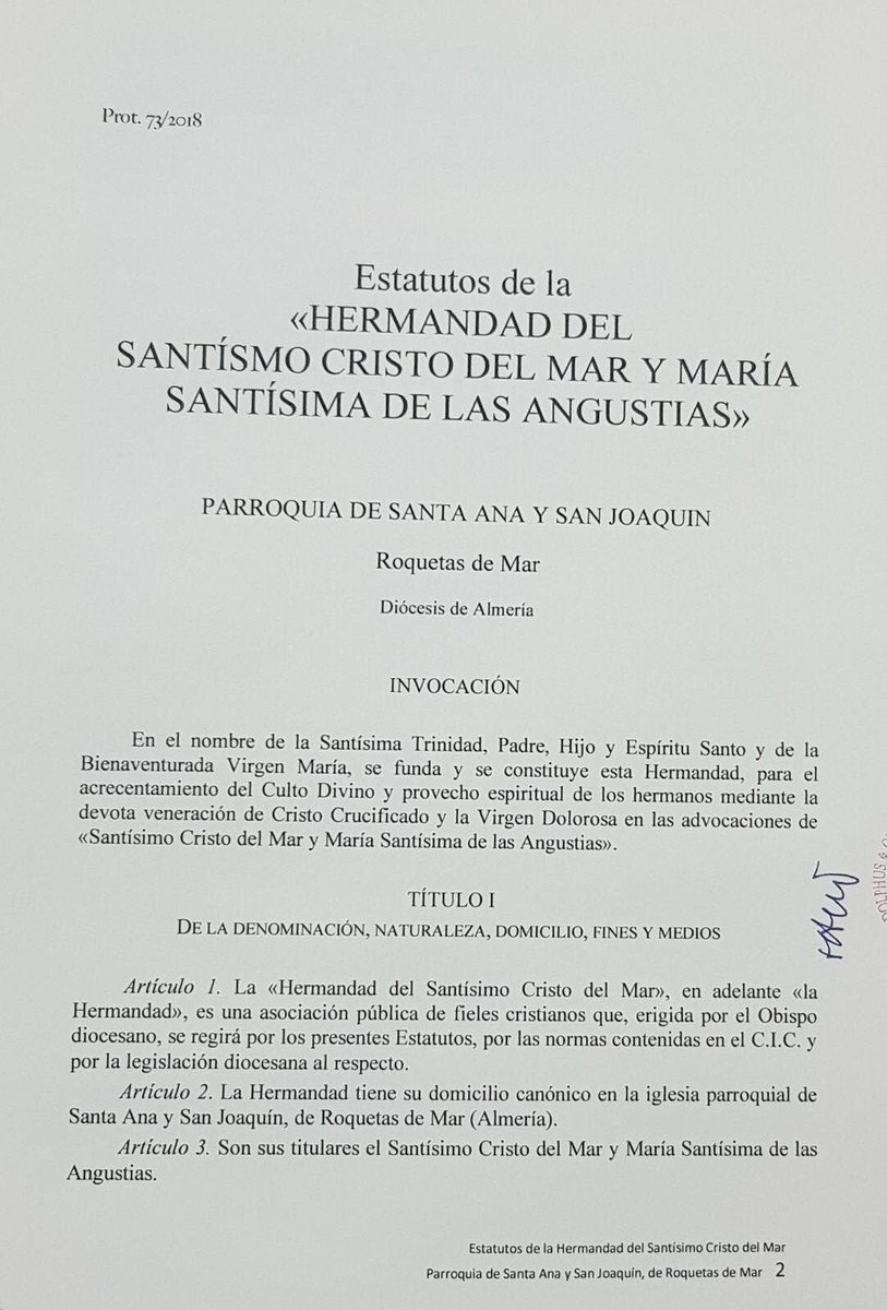 Desde nuestra Hdad del Stmo. del Mar y María Stma. de las Angustias os comunicamos q ya tenemos los Estatutos aprobados d forma oficial por el Ordinario. Queremos agradecer todo el apoyo recibido hasta llegar a este objetivo tan luchado. Ahora os animamos a q sigáis con nosotros