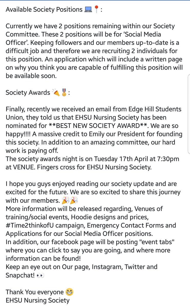 EHSUNursingSoc's tweet photo. Its friday everyone which means update time 🎉. We hope you find our news exciting and interesting! Thanks to everyone for the support, and to our amazing committee 💖. Check our facebook in the upcoming weeks to find more info on these events 👀

Facebook: EHSU Nursing Society https://t.co/SxpD7A1TYx