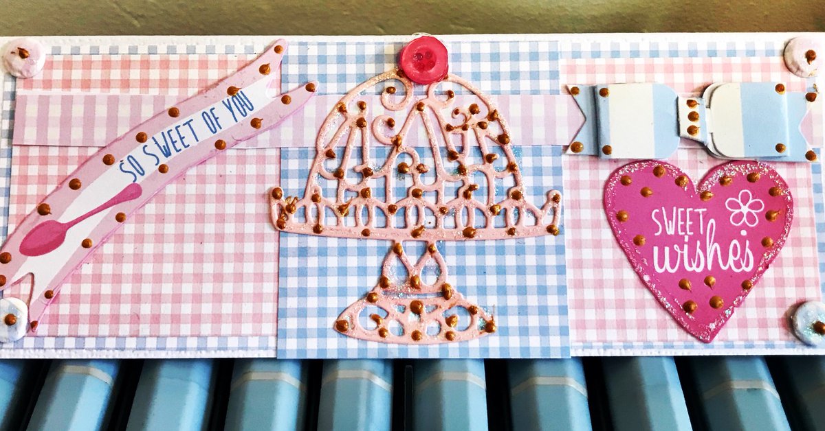 TwistsPaper's tweet photo. A sweet wishes , #thankyoucard by Paper Twists using a die cut ‘cake ‘ and elements from #craftworkcards. https://t.co/YTtQftIX0T
