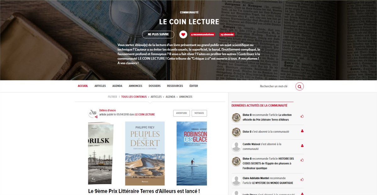 EchoSciSud's tweet image. #VendrediLecture De belles découvertes littéraires et scientifiques sont à découvrir dans la communauté #LeCoinLecture d&apos;@EchoSciSud ! Lisez, commentez, partagez et rejoignez les contributeurs 😉📝echosciences-sud.fr/communautes/le…