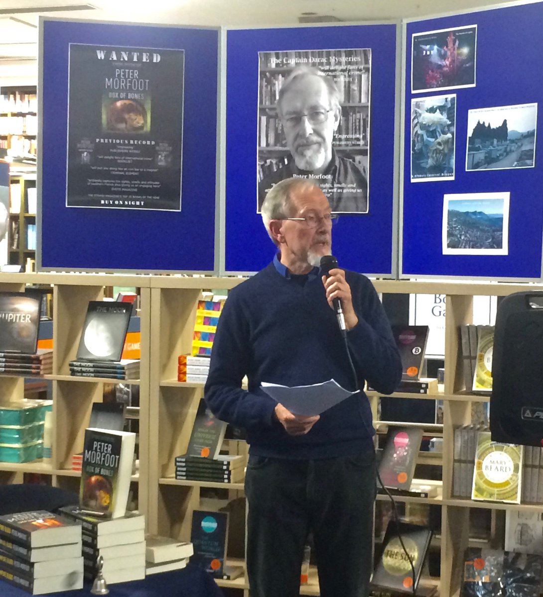 PeterMorfoot's tweet photo. Thanks to Kate, Richard and co @heffersbookshop for launching my 3rd Captain Darac Mystery 'Box of Bones' with such genial aplomb. An almost full house! Another great evening in a great bookshop. @TitanBooks @sheilland @LondonCrimeRev @BBCCambs @BBCcharlie @AdrianPeelCI https://t.co/M9lolkQ5Nr