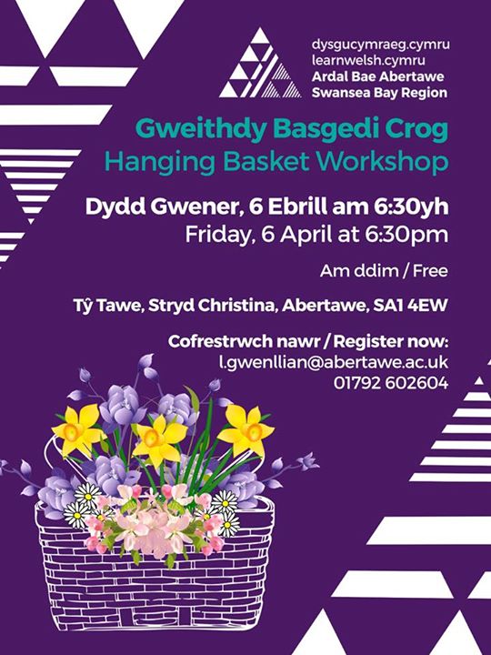 menterabertawe's tweet image. Noson y #dysgwyr HENO yn Nhy Tawe - #gweithdy basgedi crog! #workshop #hangingbasket