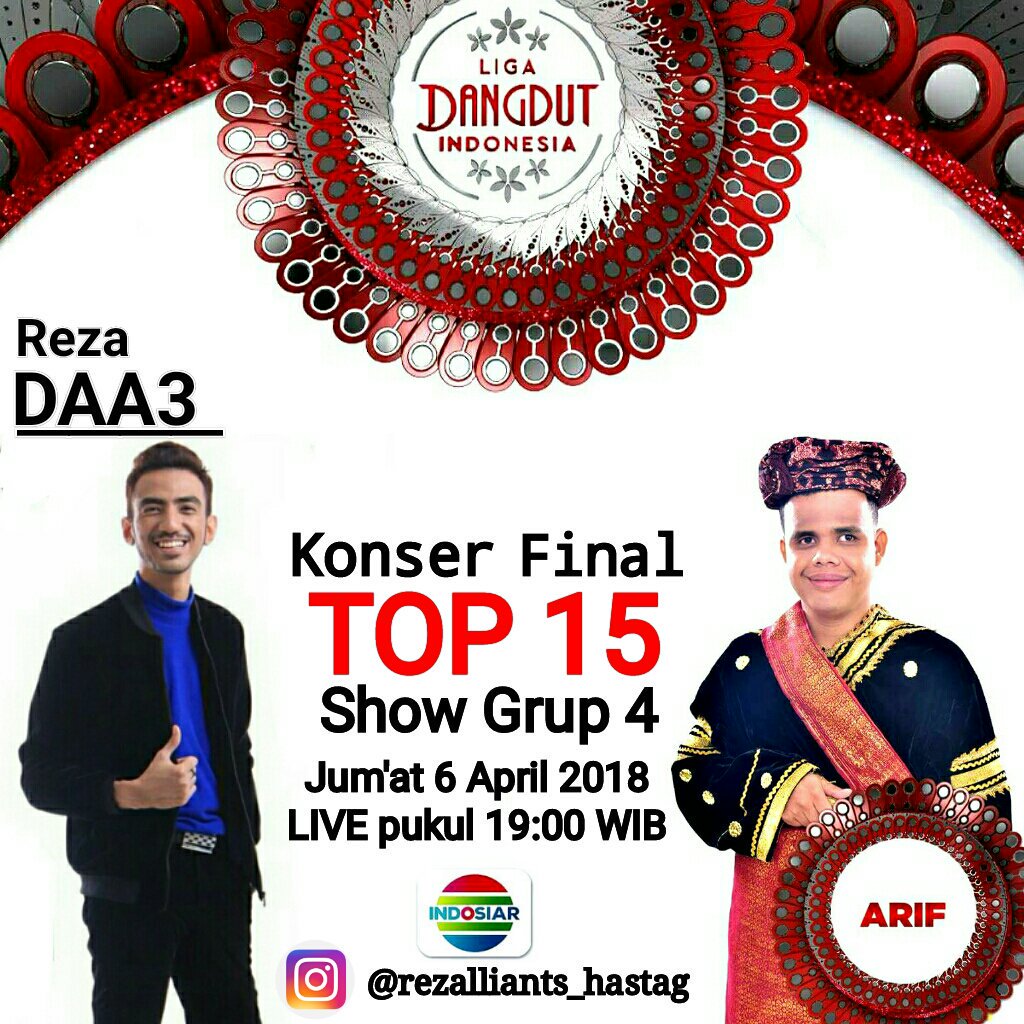 #RezaDAA3AtLidaIndosiar 
Assalamualaikum liants, maaf telat, baru isi kuota. Surga di Telapak Kaki Ibu a <a href="/DA2_Reza/">ReZa zAKarya DA2</a> feat Arif, terharu dan saya bangga sebagai masyarakat Sumbar Arif dapat berduet dengan a ejja, mereka berdua keren bangeeeeeet..