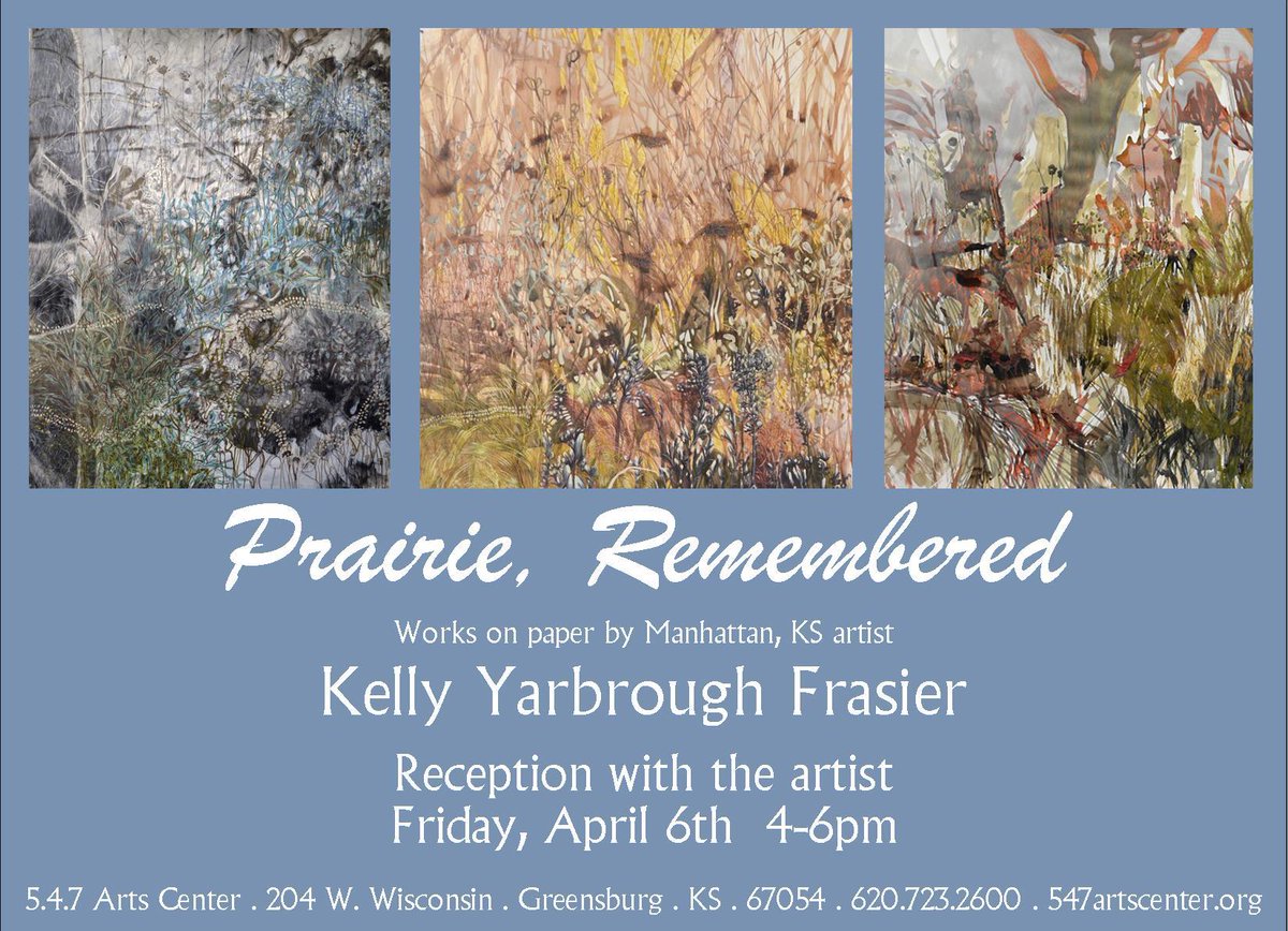 Join us today for a reception with artist Kelly Yarbrough Frasier. Come view her amazing Kansas landscape inspired art &amp; have some refreshments!