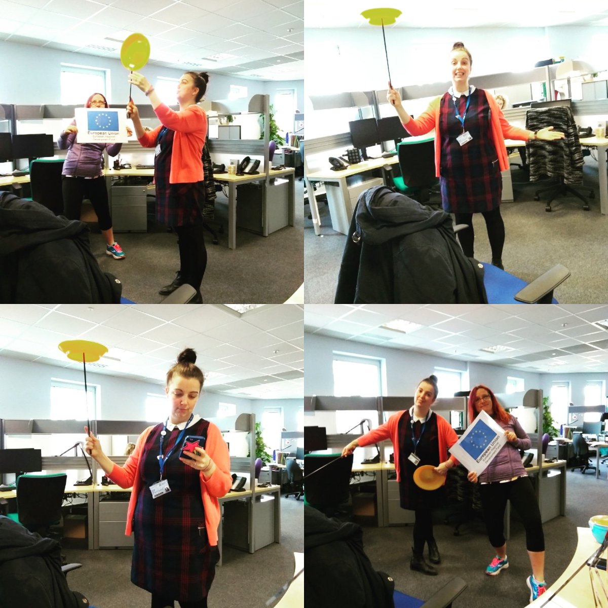 KEEPplus's tweet photo. A bit of Friday team building at KEEP+ Towers in the form of some simple #knowledgeexchange from Carole - #platespinning!
Inject new knowledge into your business to develop innovative products and services. Talk to us about #ERDF grants!
#KEEPplus #FridayFeeling #FridayFunday https://t.co/tFhuWSuTUT