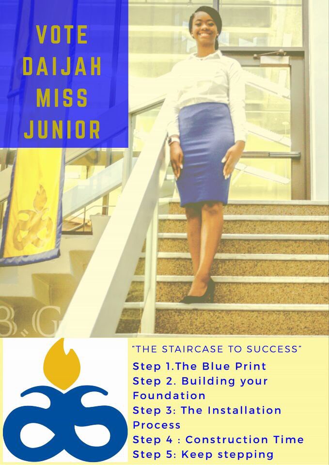 YngQ2b's tweet photo. Greetings Rams 🐑💙✨, VOTE Daijah Morris for your Miss Junior for 2018-2019 Academic school year. She stands FIRM on My platform “The Staircase To Success”. “Success isn’t a Doorway, it’s a Staircase “✨
#VoteNoodleMissJunior
#StaircaseToSuccess
#ASU2020
#AlbanyState20 https://t.co/zfIDFJL8CV