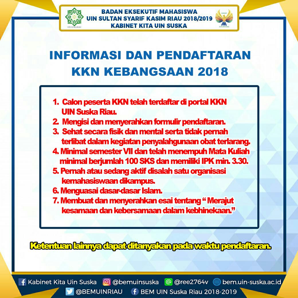 INFO_BEM UIN Suska Riau

[INFORMASI DAN PENDAFTARAN KKN KEBANGSAAN 2018]

Baca selengkapnya: INFO_BEM UIN Suska Riau

[INFORMASI DAN PENDAFTARAN KKN KEBANGSAAN] 

Baca selengkapnya: instagram.com/p/BhO1T_7AT-R/