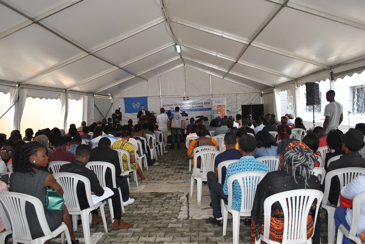 OmsGabon's tweet photo. L'OMS a lancé les activités de célébration de la journée mondiale de la santé 2018. 250 participants y compris le personnel des agences du SNU ont été sensibilisés sur la couverture sanitaire universelle et dépistés sur le diabète et l'hypertension artérielle https://t.co/MtXagF5INH