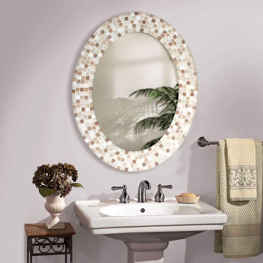 illuminadaUSA's tweet photo. Travertine Mosaic Oval Mirror. Mason craftsmen have produced this 4 in. handmade stone mosaic oval frame for those appreciative of well-made artistic creations. More details here: https://t.co/uR1kpSmR9p https://t.co/A6Q2bWHF0L