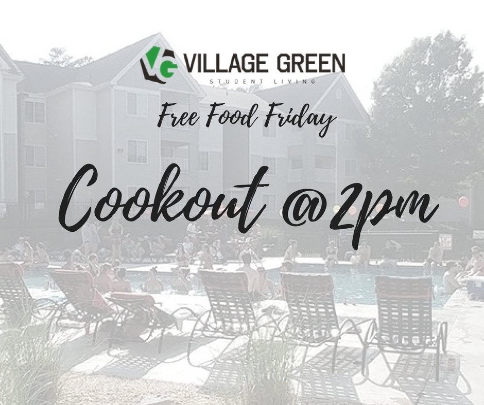 Happy Friday! Join us for a cookout today starting at 2:00 PM! #vglife #vgapartments #horizonstudentraleigh #thegrassisgreeneratVG #ncsu #wolfpack