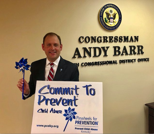 RepAndyBarr's tweet photo. As a former President of the Board of Directors for @PCAKY, I am proud to help recognize April as National Child Abuse Prevention Month. Make sure to wear blue today to show your support! https://t.co/wAwXrffdjy