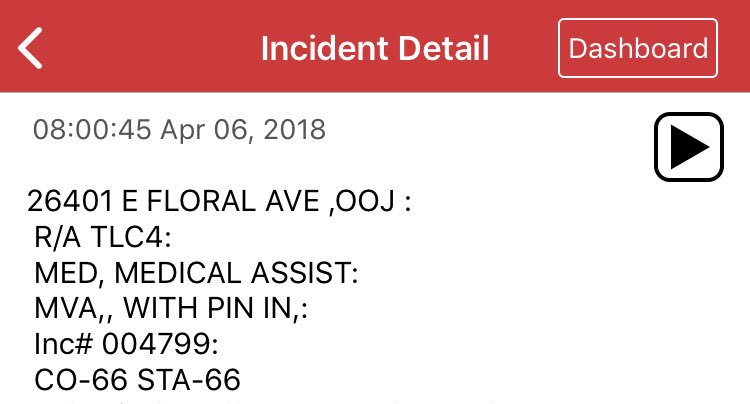 OrangeCoveFire's tweet photo. Crew currently enroute to an #MVA  with a reported Pin in https://t.co/nmyE5stwe4