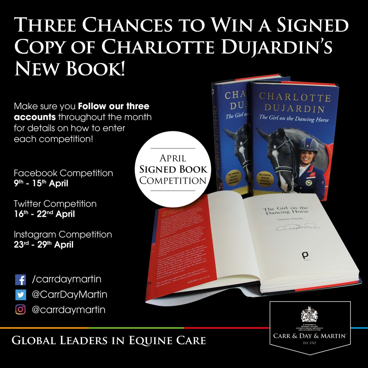 **Competition Alert!!** Over the next three weeks we are giving you the chance to WIN one of three signed copies of @CSJDujardin 's new book. Make sure you follow our three accounts for details on how you could win!