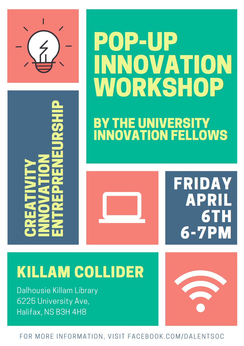DalEntSoc's tweet photo. Come and join @uifellows today, to close out the term by learning more about innovation, entrepreneurship and design thinking at Dal!

Facebook event link: https://t.co/k1xQF6EjHc

Eventbrite link: https://t.co/T0Rl59Xoam https://t.co/dAjS1FkicS