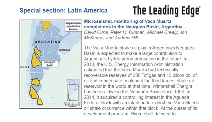Micro_Seismic's tweet photo. Check out our latest contribution to @SEG_org The Leading Edge: MicroSeismic monitoring of Vaca Muerta completions in the Neuquen Basin, #Argentina #microseismic #FracOn https://t.co/9IsU3iPeBi https://t.co/xU6EFn0VnE