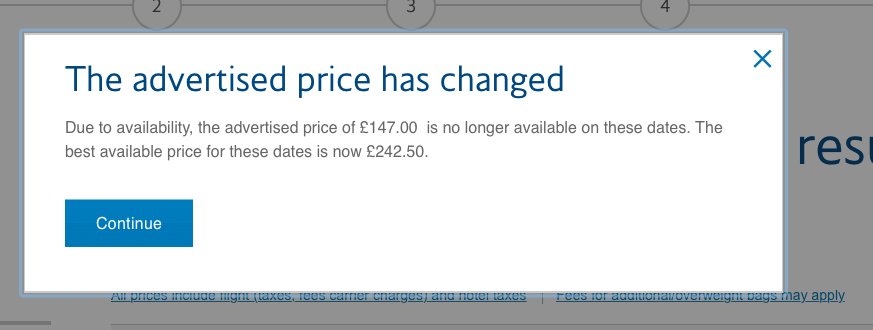 GiftParcel's tweet photo. @British_Airways The last four holidays I've looked at have all changed price from clicking on them as per picture. Always upwards! Are all your holidays so misleadingly priced? #RipOffBritain https://t.co/dx5nGwipKE