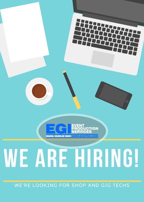 EGIProductions's tweet image. #Hiring! Are you a self-motivated individual with a passion for business? We are looking for shop and gig techs for this #summer and beyond. If you are interested in applying, email Don@EGIPro.com