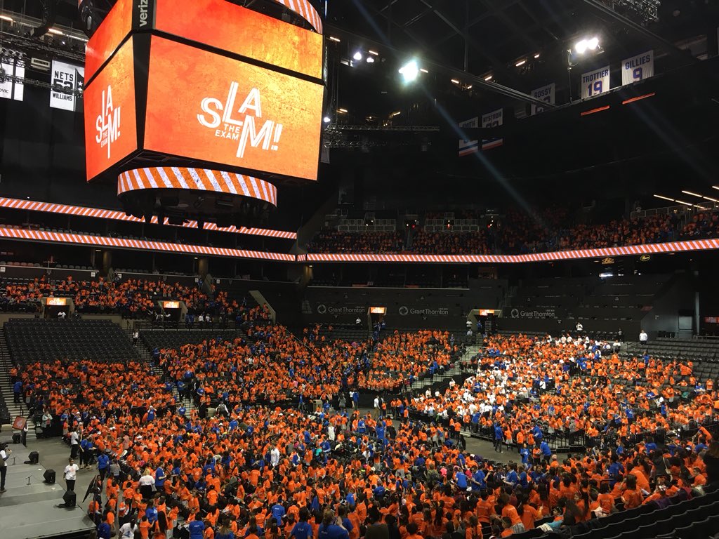 SuccessCharters's tweet photo. We’re kicking off the Slam the Exam pep rally at @barclayscenter! We are here to celebrate 4,100+ scholars from 24 SA schools before they take the state exams next week. #InsideSuccess https://t.co/nYWX303jEt