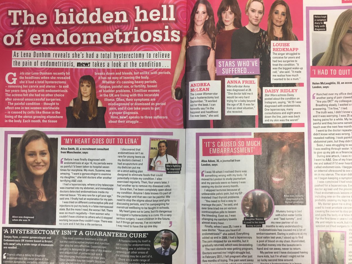 EndometriosisUK's tweet photo. It has been great to see @new_magazine doing a spread to raise awareness on the issues that surround #Endometriosis https://t.co/OfNYPIsVQ6