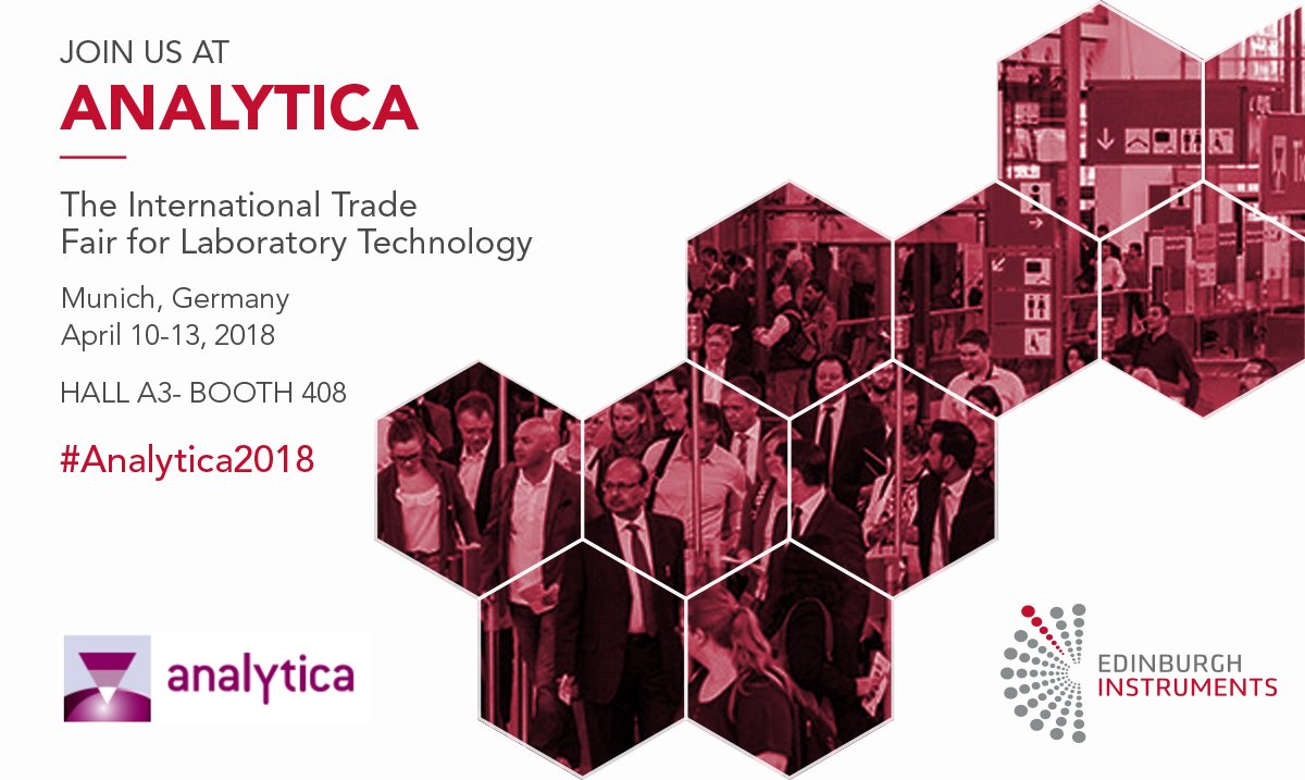 Edinst's tweet image. We will be at Analytica!  Come and see us at BOOTH 408- HALL A3. #Analytica2018 #AnalyticaConference