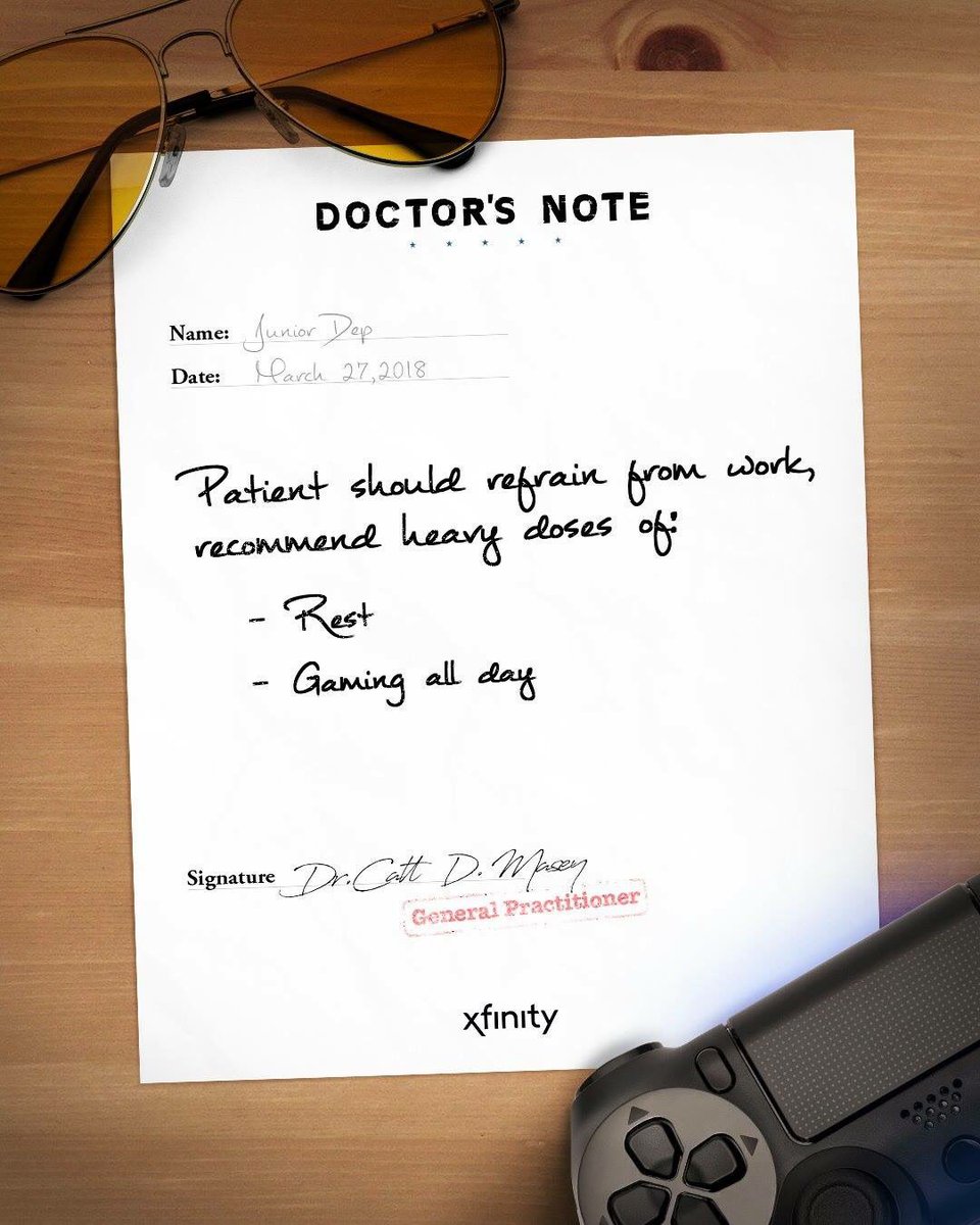 PickyGamerDad's tweet image. If only I had this lol #doctornote #game #gamelife #fun #callout