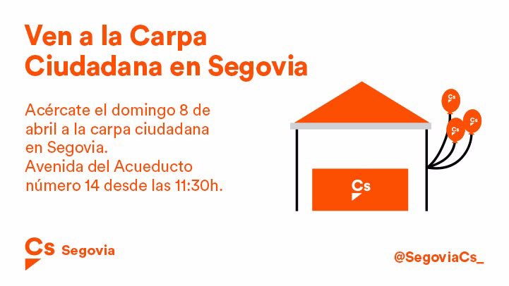 El próximo domingo te esperamos en la Carpa Ciudadana en #Segovia Ven a conocernos! 🍊