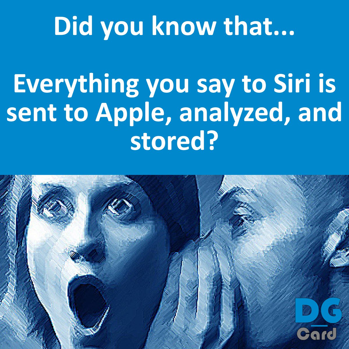 DG_Card's tweet image. @DG_Card Did you know that everything you say to Siri is sent to Apple, analyzed, and stored? #Apple #Privacy #Siri #Safari Source: michiganitlaw.com/Apple-Siri-Rec…