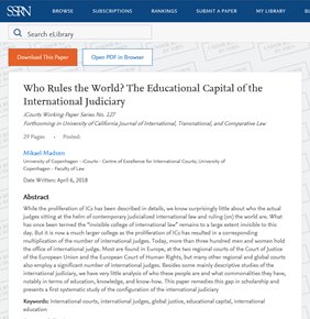 mjarlec's tweet photo. Who Rules the World? The Educational #Capital of the #International Judiciary. New @iCourts_jur paper by @MikMadiCourts out now: https://t.co/YJIgRCuCcY #law #research #Bourdieu #sociology https://t.co/XIhYrYunkq