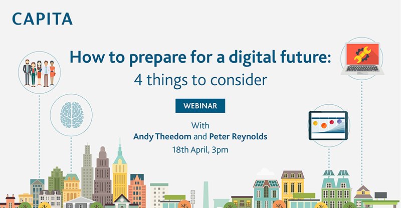 CapitaPlc's tweet photo. Capita's Andy Theedom and Peter Reynolds share their top 4 tips for preparing for a #digital future https://t.co/8VwkQdugwb #webinar https://t.co/jmr4IWjc8H