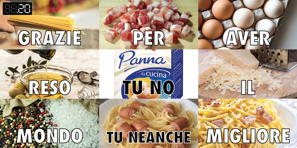 puntoventi's tweet photo. Quando una semplice "pasta" non scatena solo l'appetito ma anche l'intero mondo social: oggi è il #CarbonaraDay e il web mostra uova e pancetta in ogni dove! 😂🍝

#pasta #carbonara #Puntoventi https://t.co/tZwHZB21HH