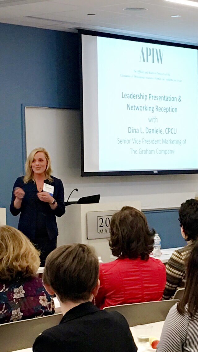 JulianneShill's tweet photo. #APIW #APIWPhiladelphia Leadership Presentation with Dina Daniele @TheGrahamCo ! Special thanks to @MarshallDennLaw for sponsoring this amazing event! See https://t.co/NEDf3XyshQ to learn more! #womenininsurance https://t.co/mRjYnfhz1m