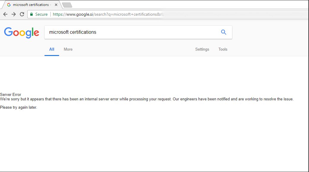 spilakspilak's tweet image. Wow. Got something that has to be pretty rare - a #google search #internalservererror. This is what you get if you are searching for #Microsoft related stuff :)
