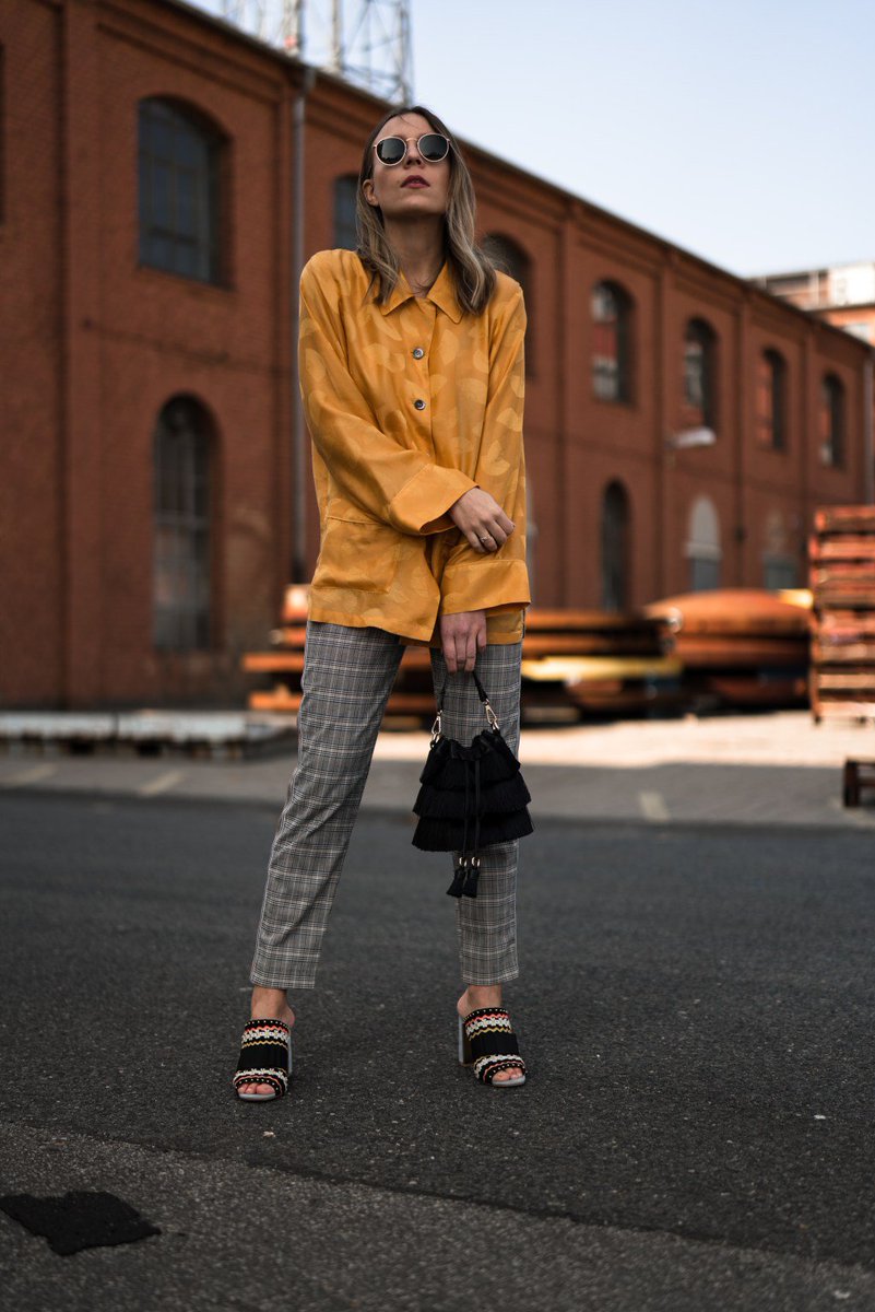 Sariiety's tweet photo. Yellow Pyjama Blouse, Glencheck Track Pants &amp; Daisy Mules https://t.co/ol6i8YE9gL https://t.co/UFflkvTdti