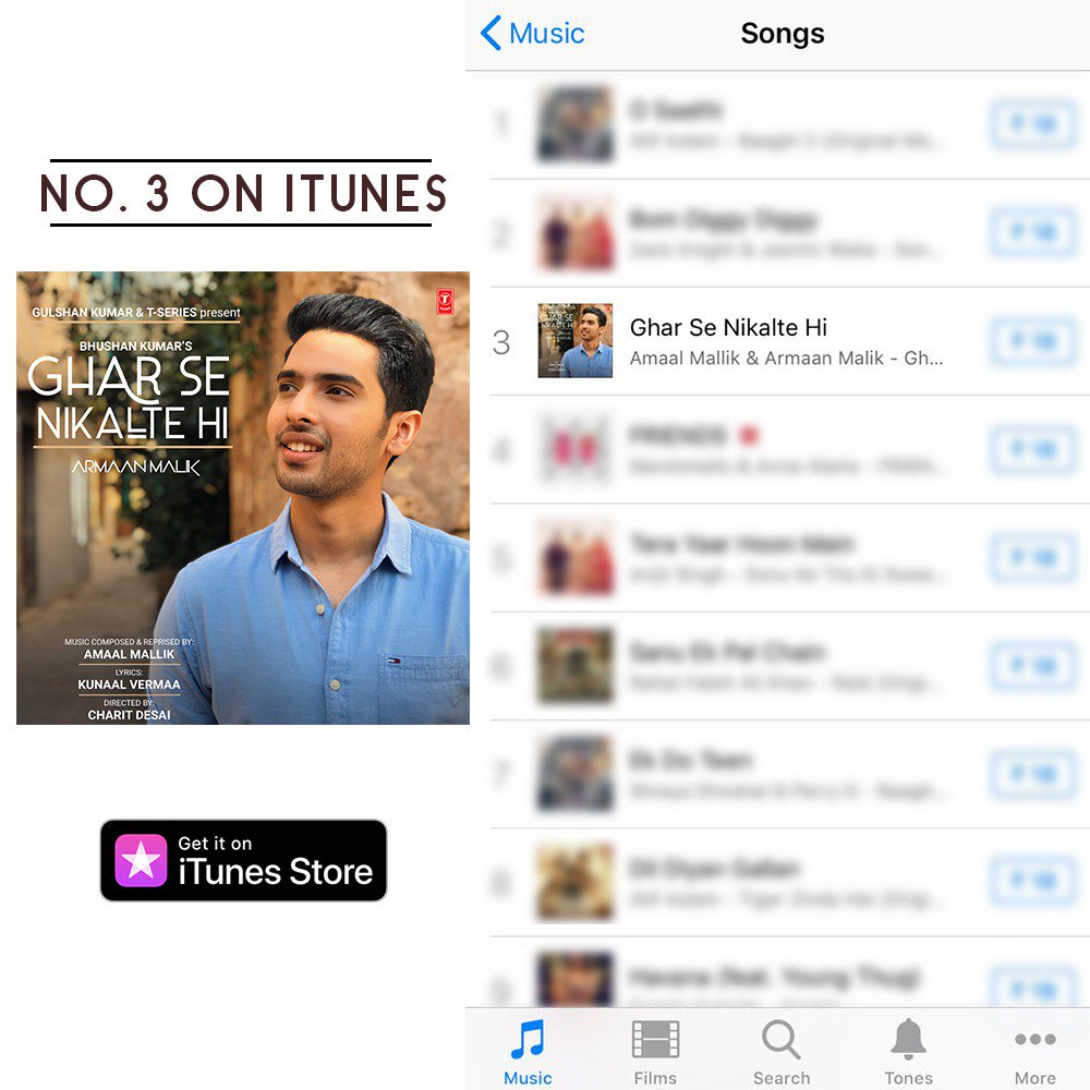 TSeries's tweet photo. The magical song from the 90s has worked wonders. 

#GharSeNikalteHi now setting the charts ablaze on @iTunes 🔥 : https://t.co/sgpHzaR2xq 

@ArmaanMalik22 @AmaalMallik @kunaalvermaa77 @charitdesai #BhushanKumar https://t.co/fYXozNDwaV
