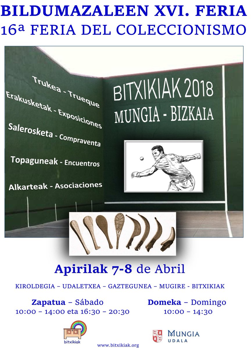 MungiaUdala's tweet photo. Asteburuan zehar, Bitxikiak-en Bildumazaleen XVI. Feria. Ondo pasa!
Este fin de semana XVI Feria de #coleccionismo de Bitxikiak. Ondo pasa!
#Mungia #Bitxikiak #feria #bildumazale https://t.co/qg5DeE8l4Z