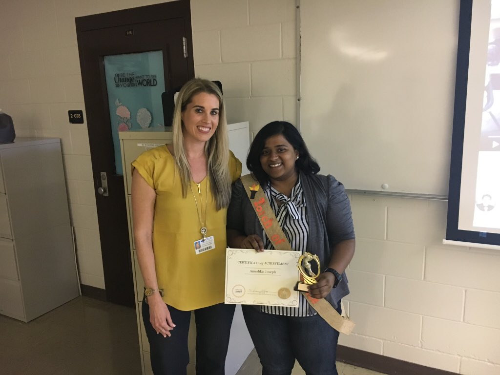 lopezlocus's tweet photo. Passing the Torch of Excellence at Psychological and Social Work Services: Ms. Alyssa Koesy (L) honors Ms.Anushka Joseph (R) and, in the bottom photo, Mrs. April Adams (L) honors Mrs.Amber Stinski (R) CONGRATULATIONS! https://t.co/WGnaZ5nhNw