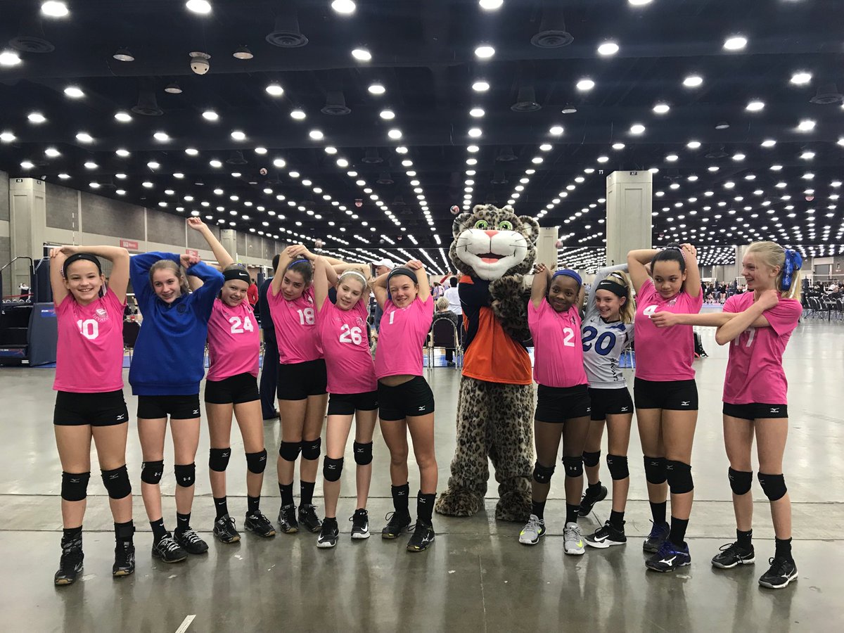 LJCOFY's tweet photo. Elevation 12 Brewer warming up with the JVA Mascot. Ready to take on their pool!  Go Elevation! @ElevationVBC https://t.co/p3yv15INOe