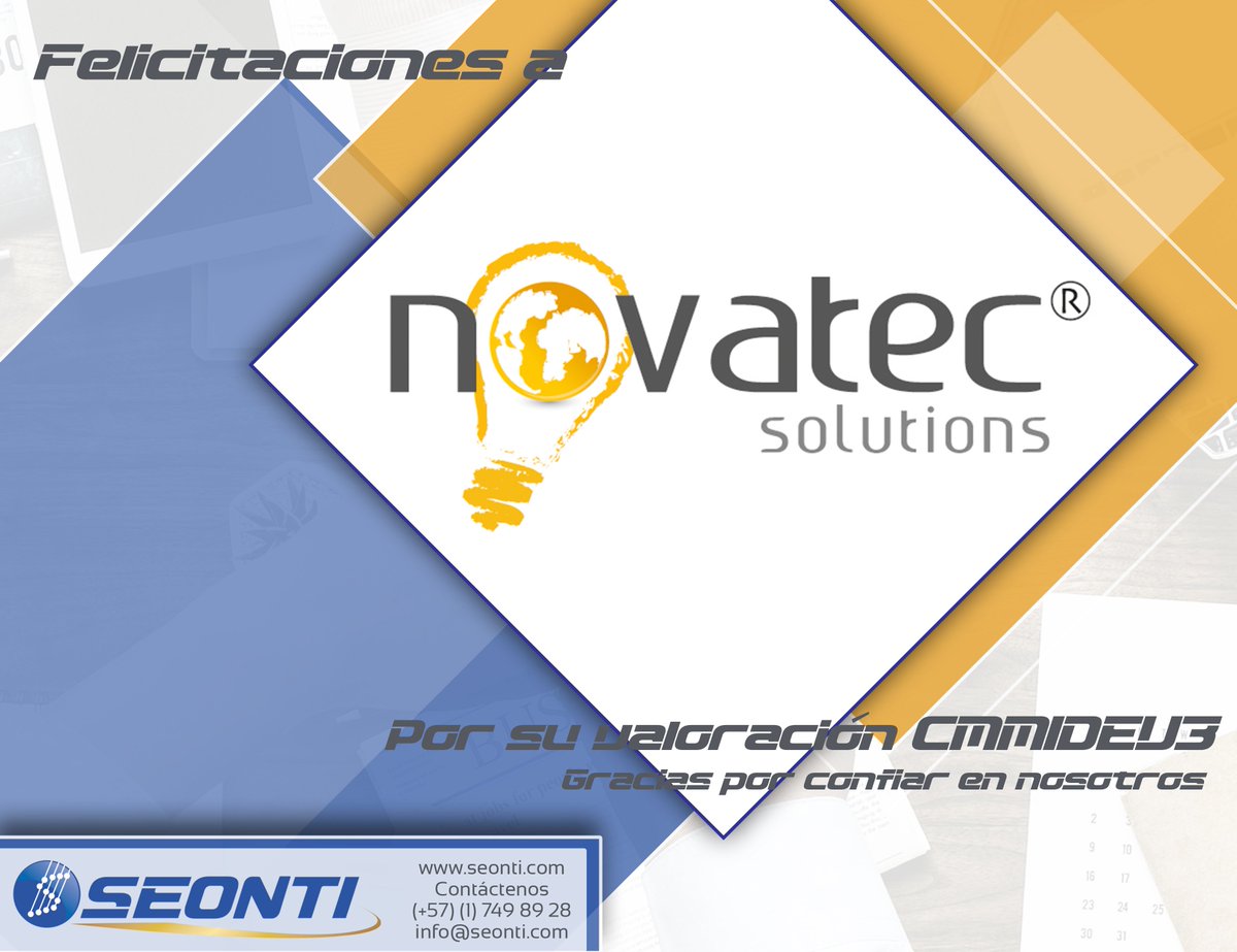 seonti's tweet photo. ¡Felicitaciones! Novatec Solutions por su valoración #CMMIDEV3, es para nosotros un gusto acompañarlos en su #RutaalaCalidad. La calidad es el valor organizacional que conduce a la #excelencia https://t.co/7NqBDEd67e https://t.co/LfIchKUp2c