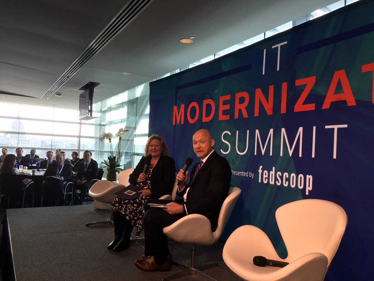 LumenGov's tweet photo. CenturyLink’s @GovITDave and @OMBpress’s Margie Graves discussed how replacing legacy #technology can help agencies modernize and secure their #IT systems. #ITMod18 https://t.co/fWhGa72cer