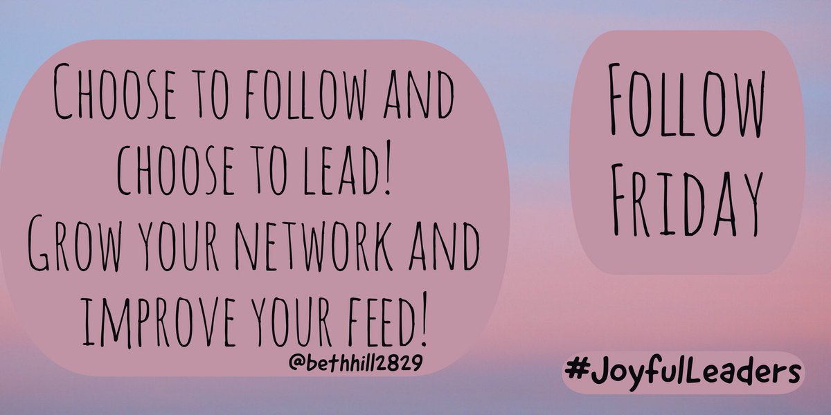 bethhill2829's tweet photo. Hey #JoyfuLeaders, it’s
FAB FIVE FOLLOW FRIDAY! Tag 5 in your PLN to celebrate them and help others grow their PLN! #JoyfuLeaders
@TaraMartinEDU @MathDenisNJ @cpoole27 @Artguy76 @burgessdave https://t.co/4bJza2pzkD
