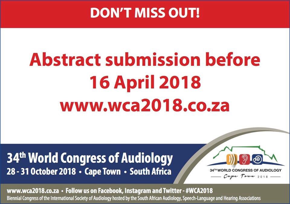 wca_2018's tweet photo. A friendly reminder that abstract submissions close in 10 days #WCA2018 #audpeeps https://t.co/pvhjiE3TNc