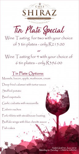 RestaurantsinSA's tweet photo. Chez Shiraz Restaurant at Devonvale Golf and Wine Estate in Stellenbosch is offering a Tin Plate Wine Tasting Special 🍷  Wind down and enjoy panoramic views of the golf course ⛳️ &amp; vineyards 🍇 #FridayFeeling https://t.co/wBm9OVv9T2

#Devonvale #ChezShiraz #golf #winetasting https://t.co/1EMVMFWxLF