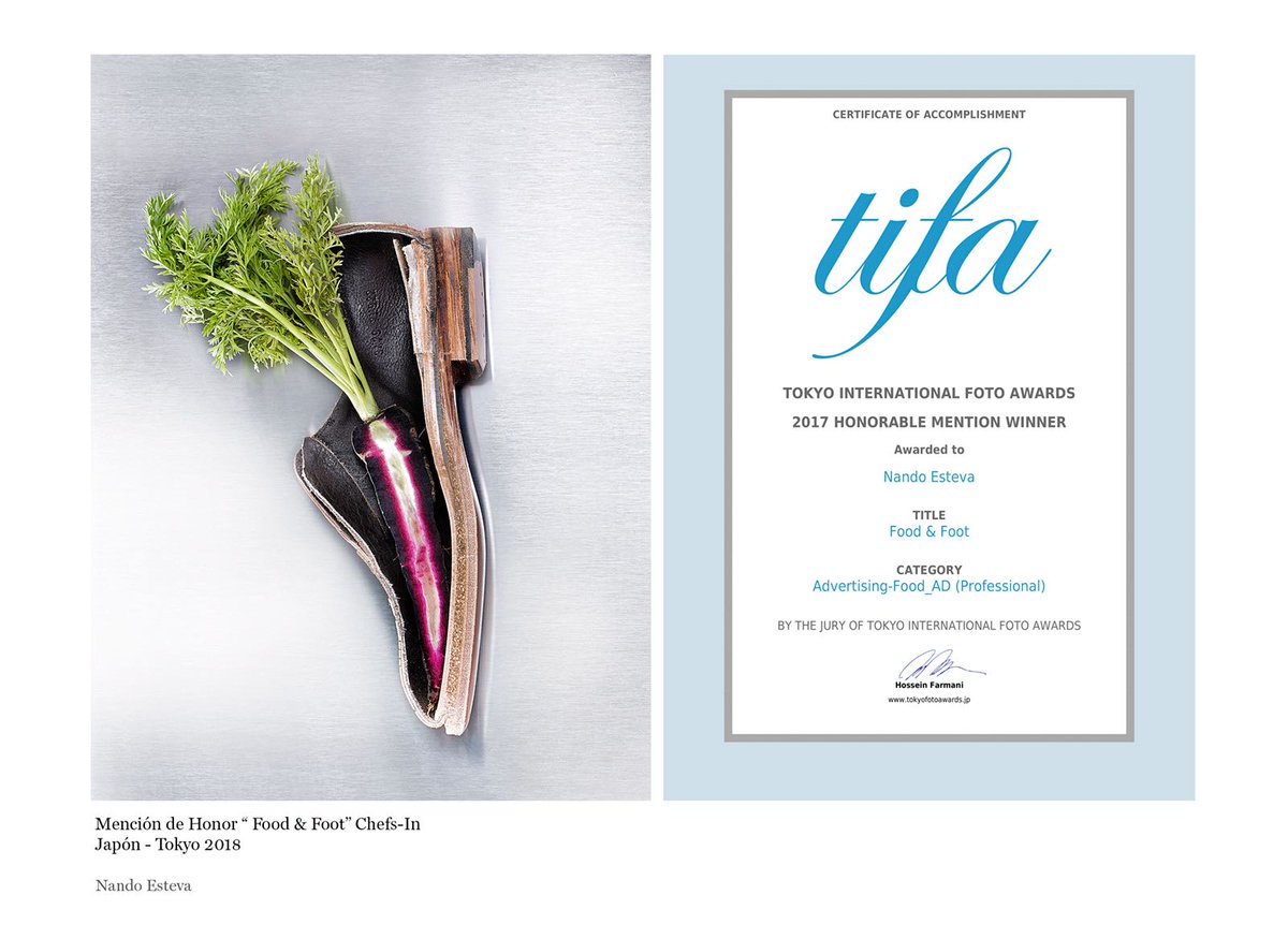 malabache's tweet photo. Las buenas noticias de las que hablaba: Mención de honor en los Tokyo Foto Awards para #FoodandFoot de @NandoEstevaPF y @ChefSins. Gracias Nando por dar nivel y visibilidad a este proyecto... /cc @AndreuGenestra https://t.co/raIx94NF1o